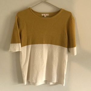 Roolee Color Block Top - mustard yellow and white